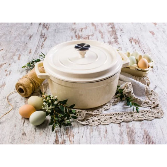 Grand Feu öntöttvas edény 4.7 literes, törtfehér